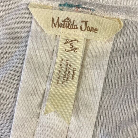 Matilda Jane S Soft Modal Blend Top Ivory Tan Floral Embelish Shirt - Picture 3 of 8